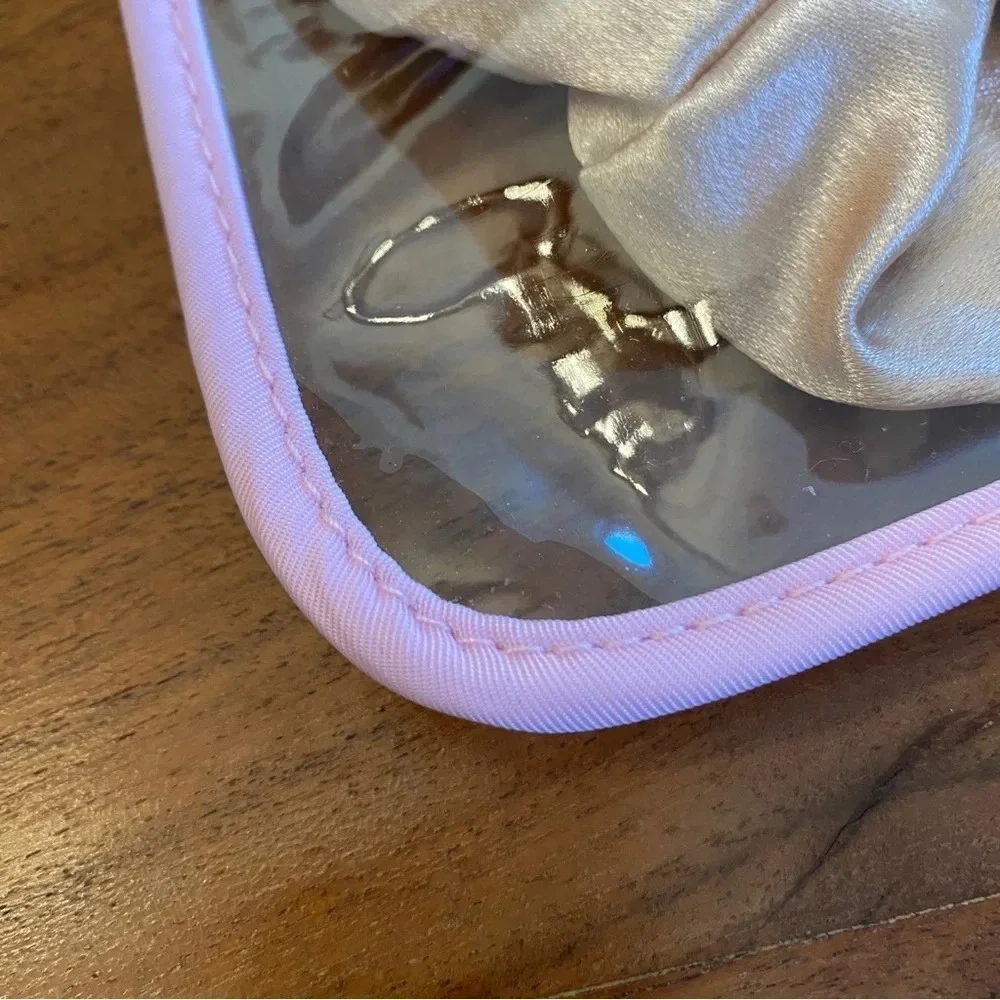 Bridal Wedding Clear Travel Carry Pouch with Fuzzy Patches - Bag ONLY